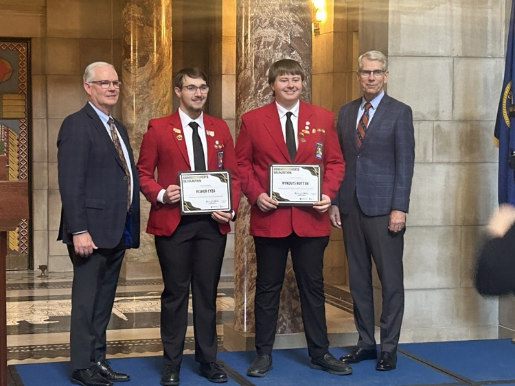 Congratulations to Nykolys Rutten and Fisher Cyza on being recognized at the NDE Commissioner's Recognition for their SkillsUSA National Championship!
