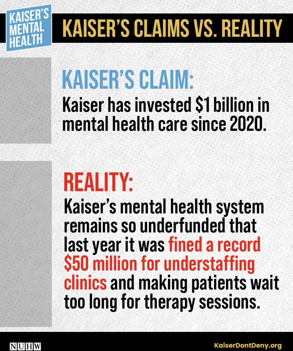 Laly0021's tweet photo. KAISER CLAIMS VS REALITY  Kaiser Therapists on STRIKE #kaiserstrike #Kaiser #kasierperamenante #union #nuhw #mentalhealth https://t.co/23Yg6kNwQ6