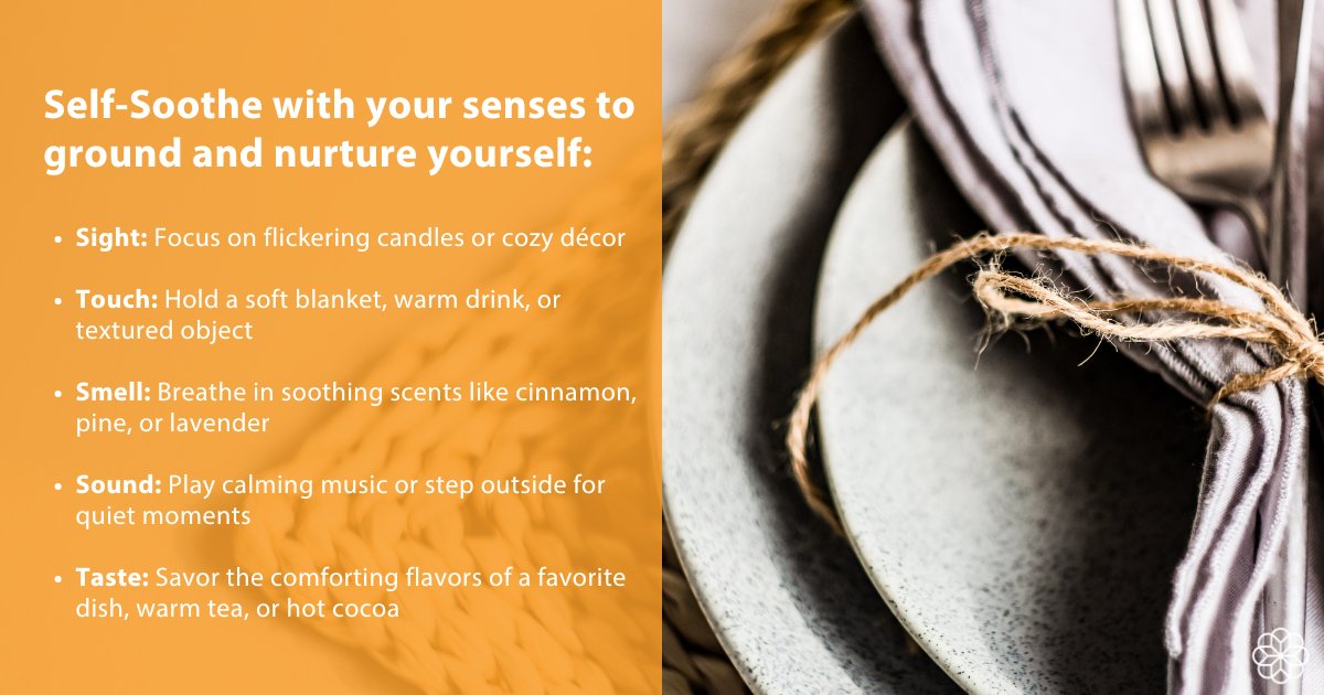 EmilyProgram's tweet image. Thanksgiving can bring up tough emotions, but DBT skills offer tools to cope. Swipe to learn how Radical Acceptance and Self-Soothing with the Senses can help you plan for a more self-compassionate, empowered day. 🧡 #ThanksgivingRecovery #EDRecovery #DBTSkills #FoodFreedom
