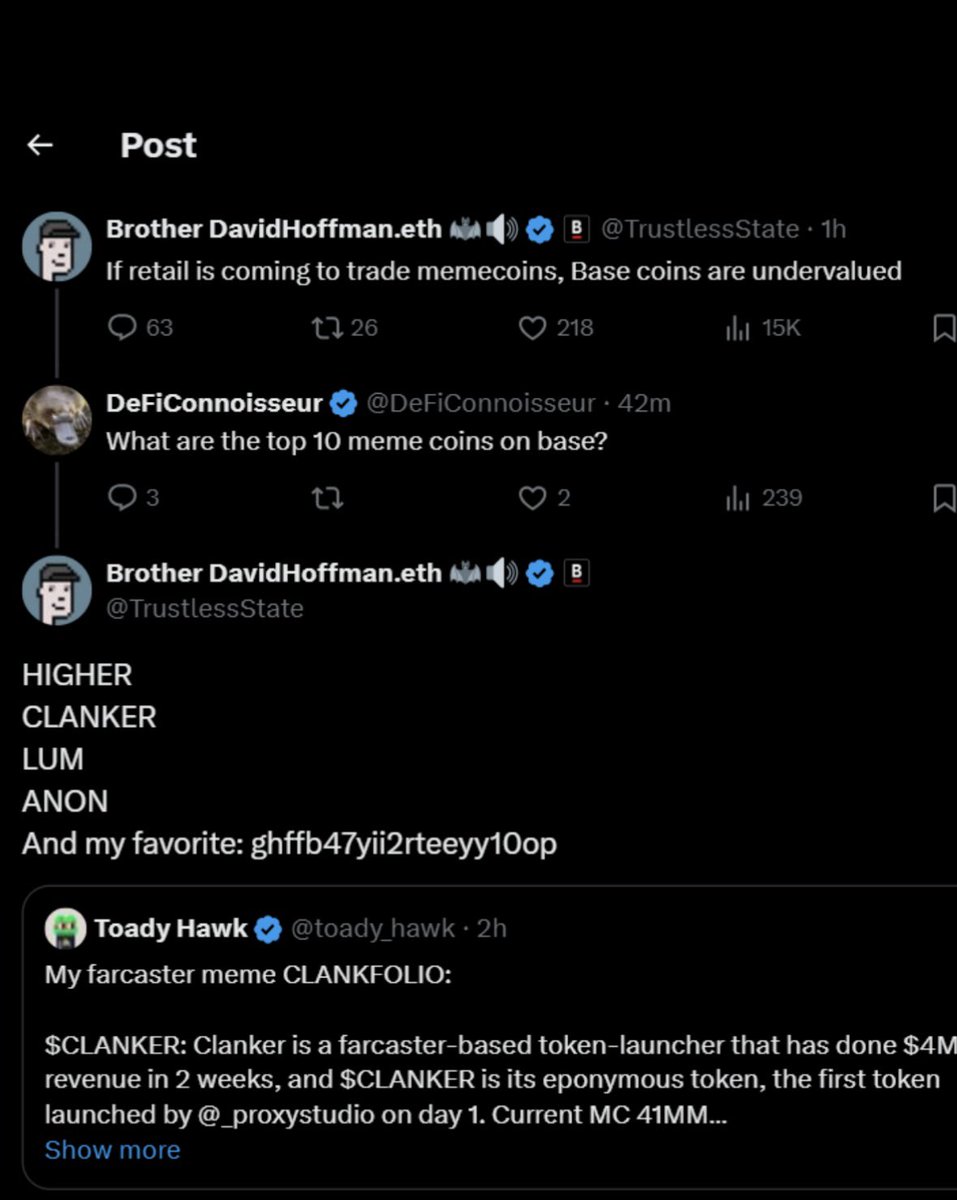 Jiminy_trills's tweet photo. FROM BANKLESS:

These are top undervalued gems according to @BanklessHQ 

1. Higher
2. Clanker
3. LUM
4. Anon
5. ghffb47yii2rteeyy10op

My favourite out of them is $Higher, as it’s on a lot of exchanges and far more decentralized than the rest. #Bankless #Crypto #SOL #ETH #DYOR https://t.co/Ln286HtZWM