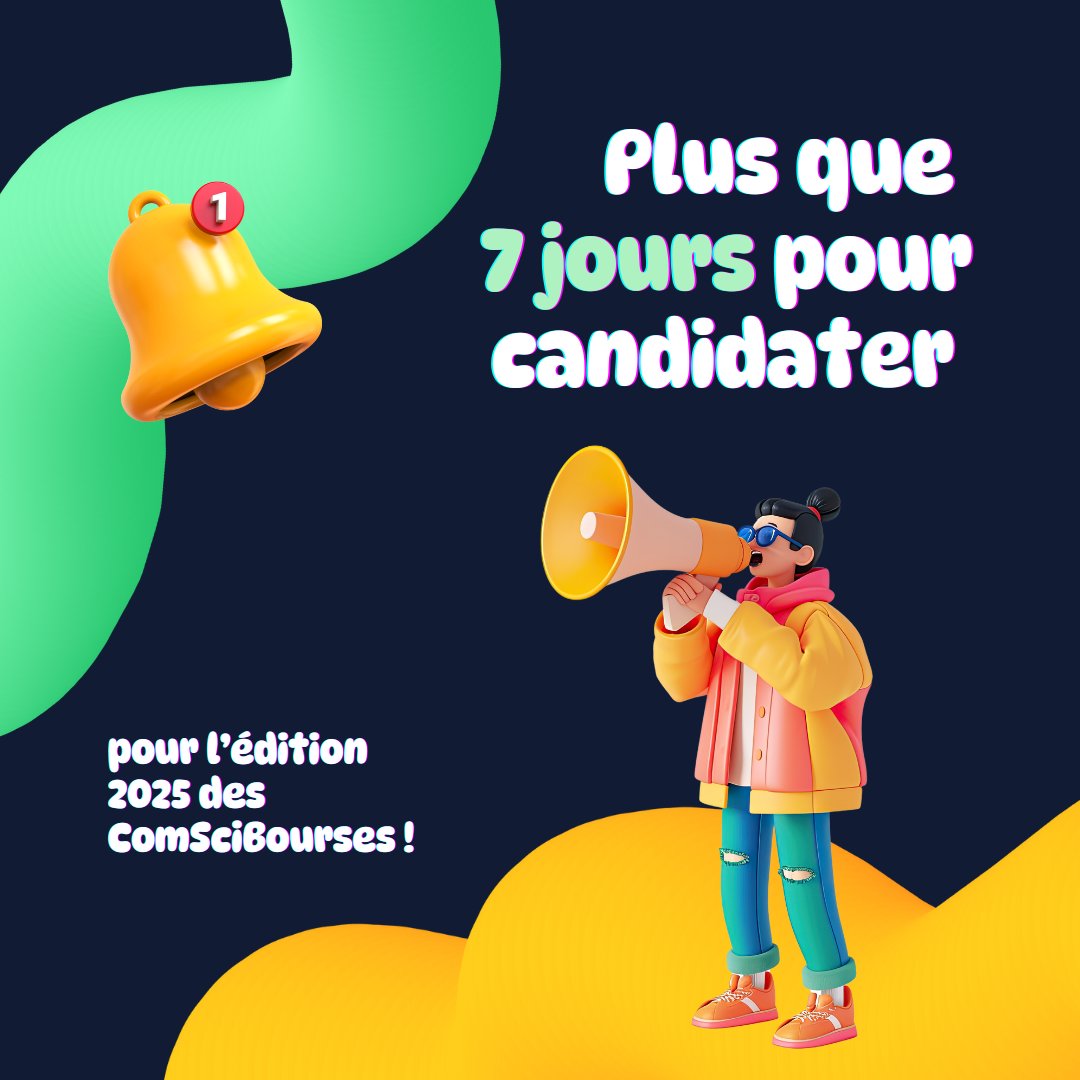 ComSciConQC's tweet image. 💰COMSCIBOURSES 2025💰

⏰ATTENTION! Il ne reste que 1 semaine avant la fin des candidatures pour les ComSciBourses 2025!

⏳Tu as jusqu’au 2 décembre à 23h59 pour appliquer!
docs.google.com/forms/d/e/1FAI…

#comscibourse #comsci #comsciconqc #cscqc25 #bourse #evenement