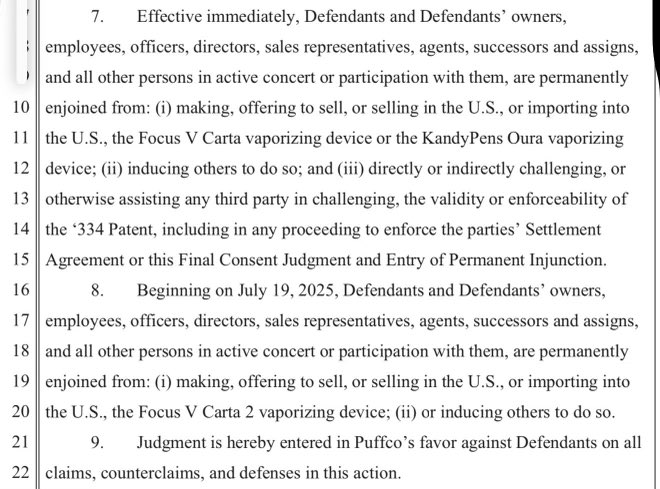 TheGoblinnn's tweet image. Focus V, the creators of the Carta, Carta 2, and Aeris devices, just got absolutely wrecked in court it seems.

Effective July 19th 2025, they can no longer sell the Carta 2 e-rig in the US. Effective immediately, they can no longer sell the Carta 1 e-rig in the US.

GG 😅