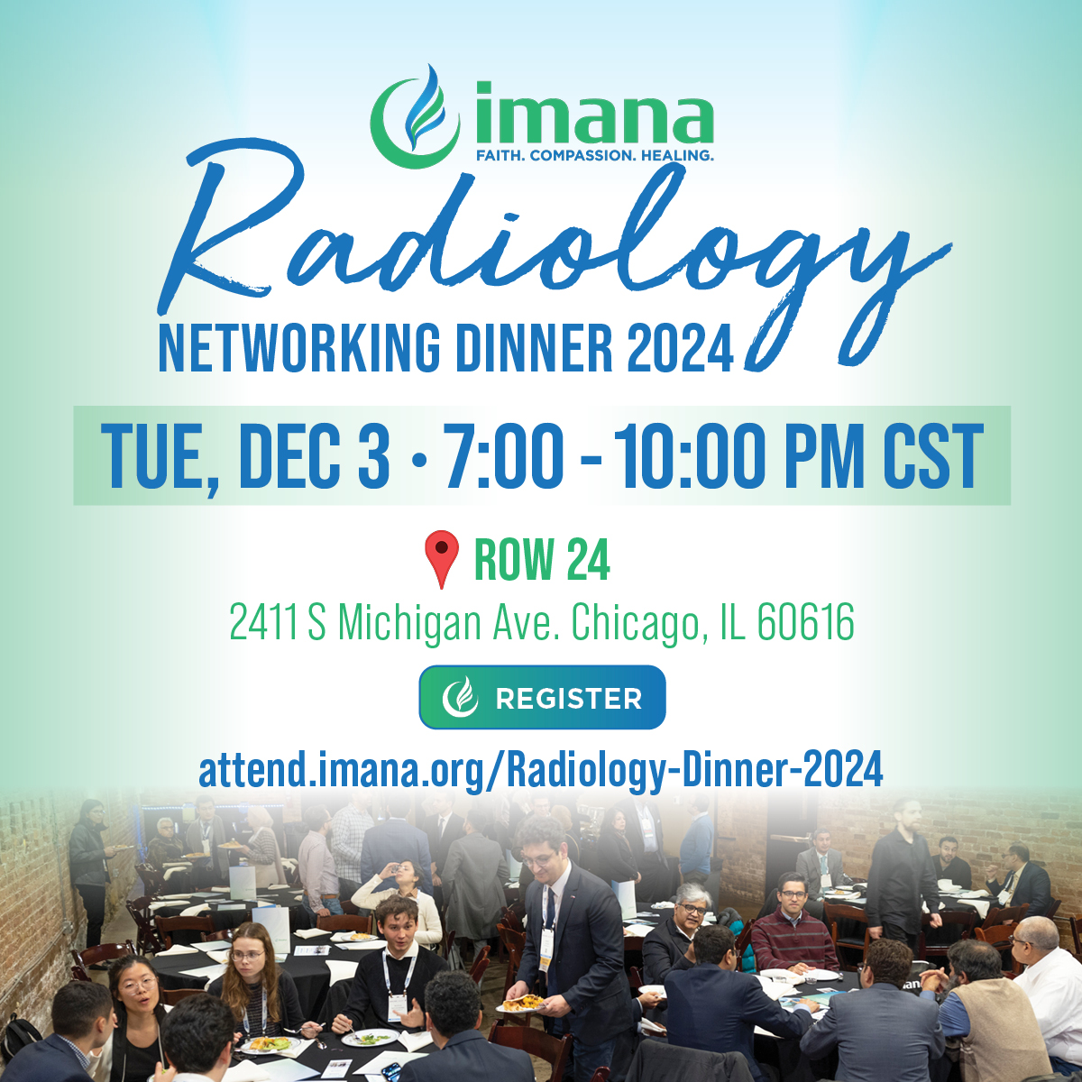 Islamic Medical Association of North America (@imanacares) on Twitter photo Join IMANA at the RSNA Networking Dinner on Dec 3 at 7 PM, at Row 24! Connect with radiologists from the U.S. & abroad, share ideas, & expand your network over great food. Don’t miss it! Register: attend.imana.org/Radiology-Dinn…
#imanacares #RSNA2024 #Networking Join IMANA at the RSNA Networking Dinner on Dec 3 at 7 PM, at Row 24! Connect with radiologists from the U.S. & abroad, share ideas, & expand your network over great food. Don’t miss it! Register: attend.imana.org/Radiology-Dinn…
#imanacares #RSNA2024 #Networking