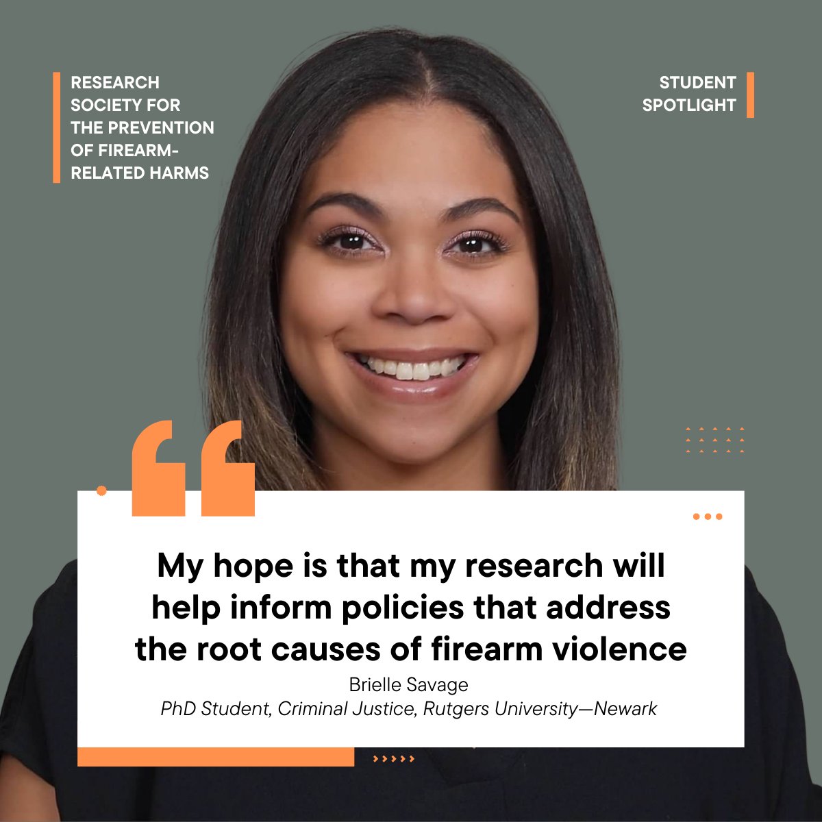 ๐ผ๐๐๐๐ ๐บ๐๐๐ (@kang_megan) on Twitter photo ๐จ Excited to spotlight the next generation of firearm researchers at the #2024FirearmResearchConf! A key goal of the Research Society for the Prevention of Firearm-Related Harms is to nurture emerging scholars shaping this field.
๐First up, Brielle Savage (<a href="/_briellek/">Brie Savage</a>), a PhD ๐จ Excited to spotlight the next generation of firearm researchers at the #2024FirearmResearchConf! A key goal of the Research Society for the Prevention of Firearm-Related Harms is to nurture emerging scholars shaping this field.
๐First up, Brielle Savage (<a href="/_briellek/">Brie Savage</a>), a PhD