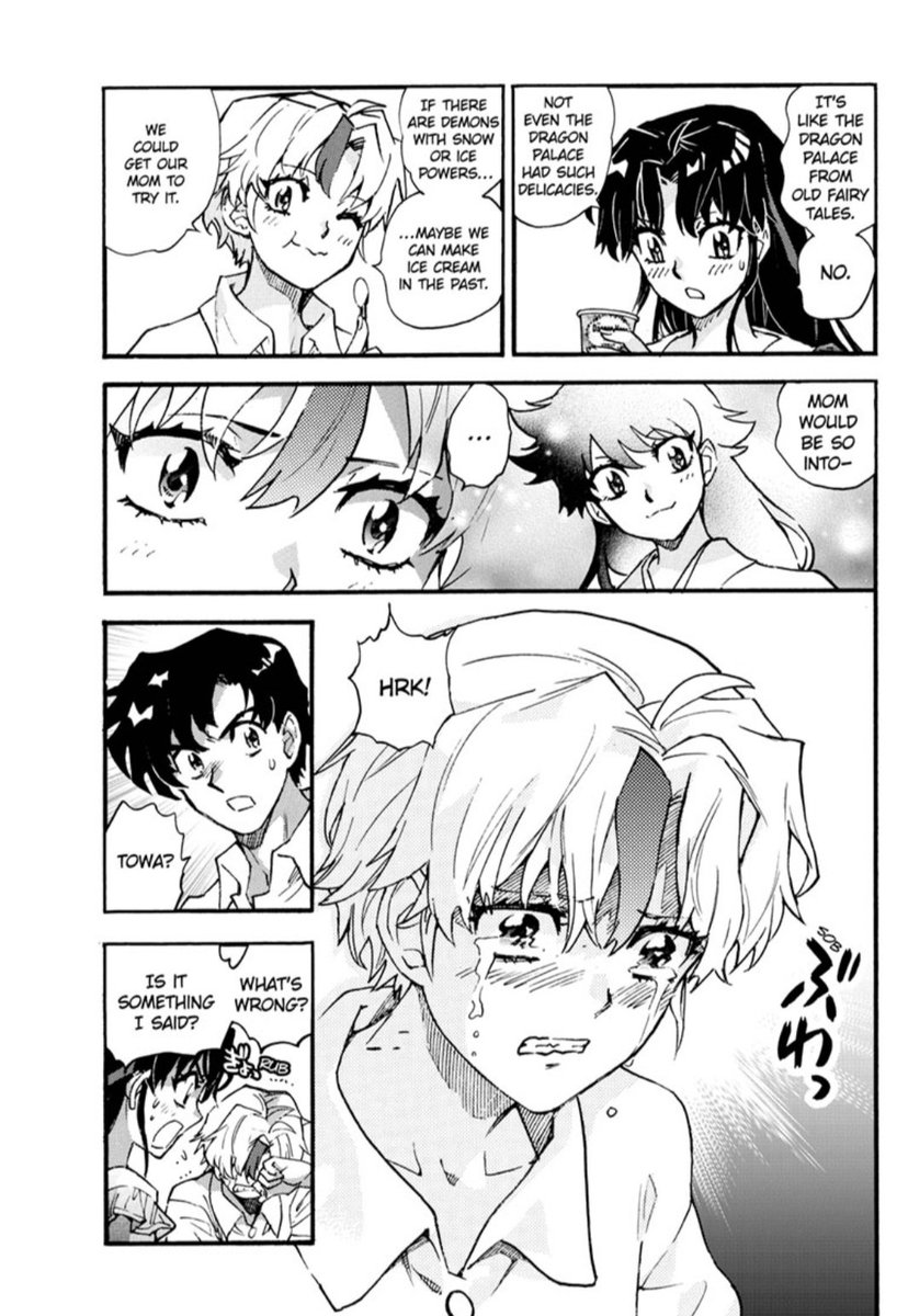 I just read the latest Yashahime chapter (which was great - yay for modern reuniting!), and I am feeling super validated. Ice cream, 🍦 snow cones...same difference, but I addressed it first in Cravings! 😆

It's already been a year! 😯 Need a refresher? archiveofourown.org/works/52525435…