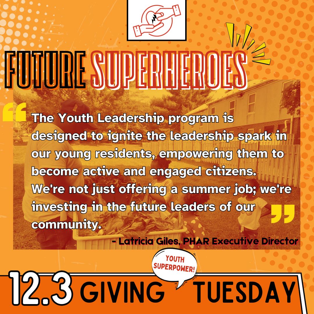 Want to invest in the future of our community? #GivingTuesday is just a week away! Your donation to PHAR will help empower local high schoolers to become tomorrow’s changemakers through our Youth Leadership Program. 🌟 Let’s ignite the spark in the next generation of leaders 💪
