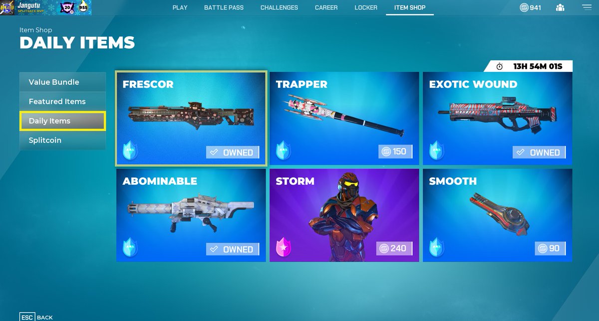 jangutu's tweet image. #Splitgate Daily Store (11.25.24) We are just 1 week away from my annual charity drive! Starting to get kind of excited for it as I do every year! #Splitgate2 #SplitgateMVP