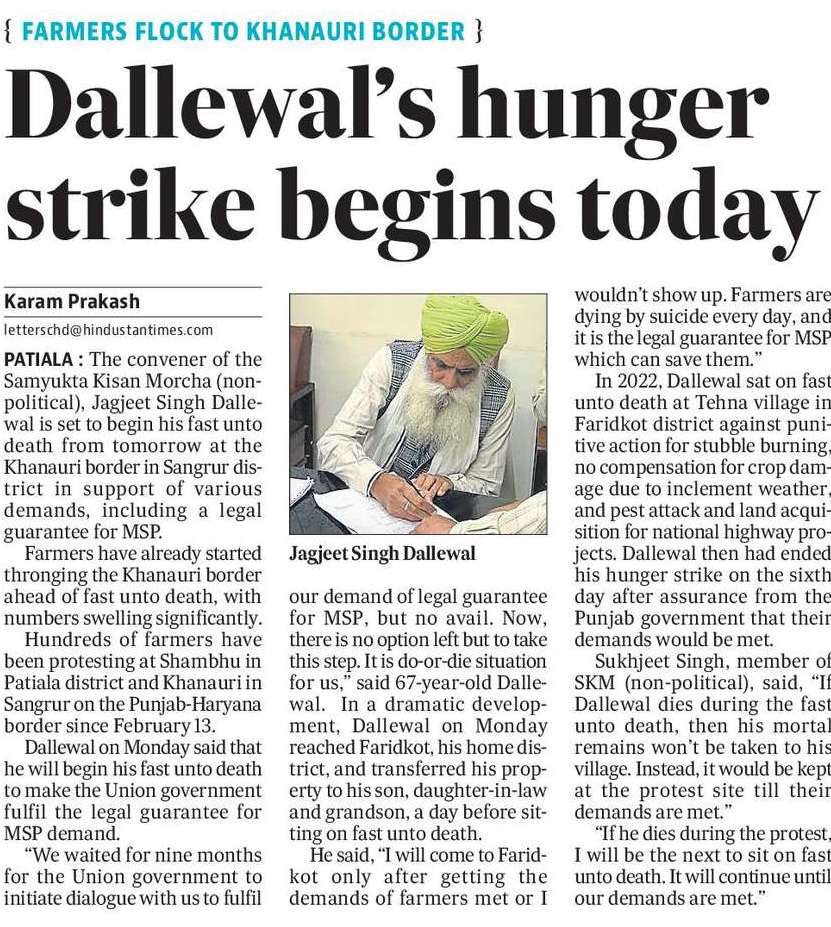 Breaking: Hours before starting fast unto death at Khanouri border, farmer leader, Jagjeet Singh Dallewal, has been reportedly detained during the wee hours of Tuesday. 

<a href="/htTweets/">Hindustan Times</a> <a href="/HTPunjab/">HT Punjab</a> <a href="/jagjitdallewal1/">Jagjit Singh Dallewal</a>