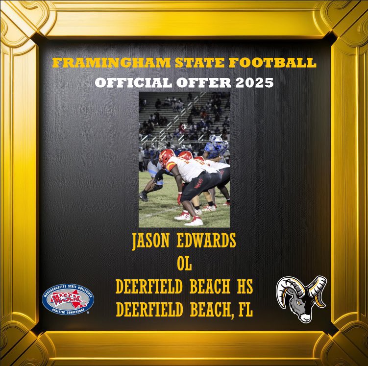 Blessed to have received an offer from <a href="/fsuramsfootball/">Framingham State University Football</a> via <a href="/CoachDice561/">Lance Mitchell, M.A.</a> !! 
@CoachCamDBHS <a href="/GravewayAth4/">Thanks 4️⃣ nothing</a>