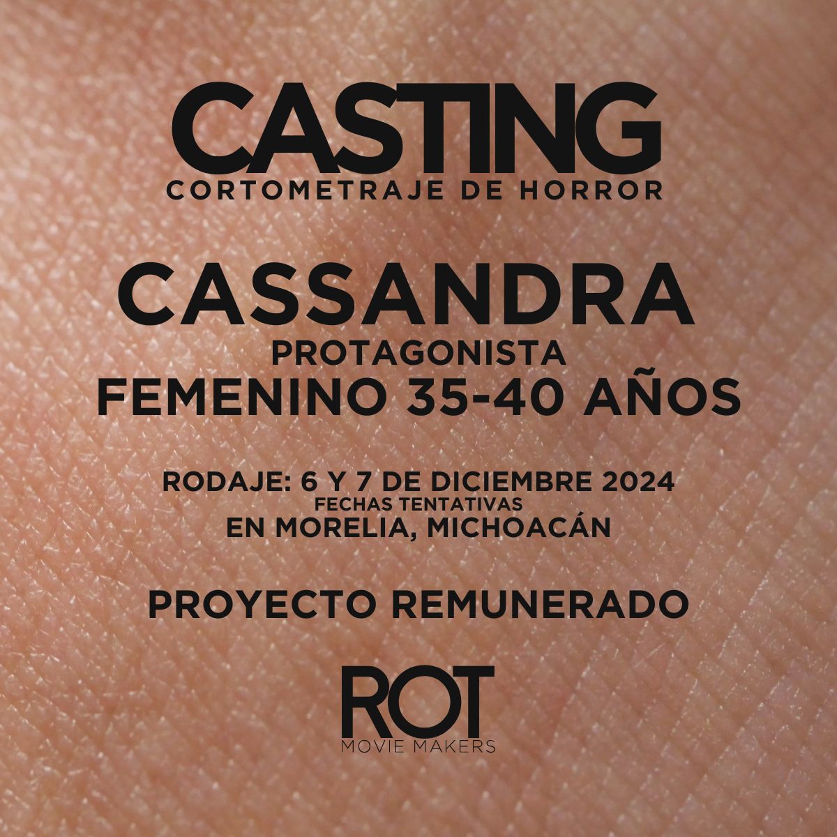 👉🏼 ¡Seguimos buscando!

🎥 ROT Movie Makers invita a actrices interesadas en participar en un cortometraje de horror a grabarse en Morelia, Michoacán.

📲 Contáctanos para más detalles al 443 207 8154

#Casting #ROTMovieMakers #RMM