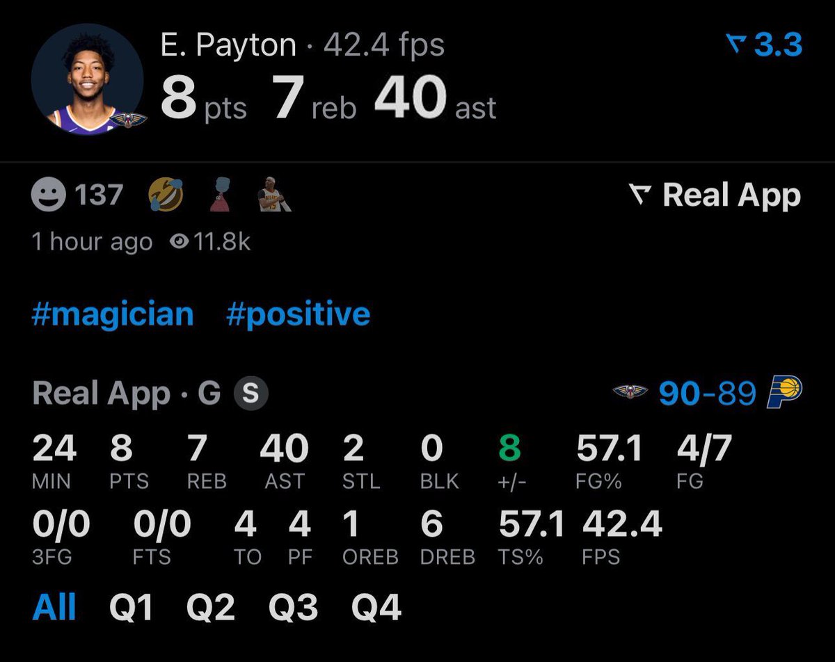 Elfrid Payton posts a CAREER-HIGH 40 ASSISTS!!! 

(Via <a href="/realapp_/">Real Sports</a>)