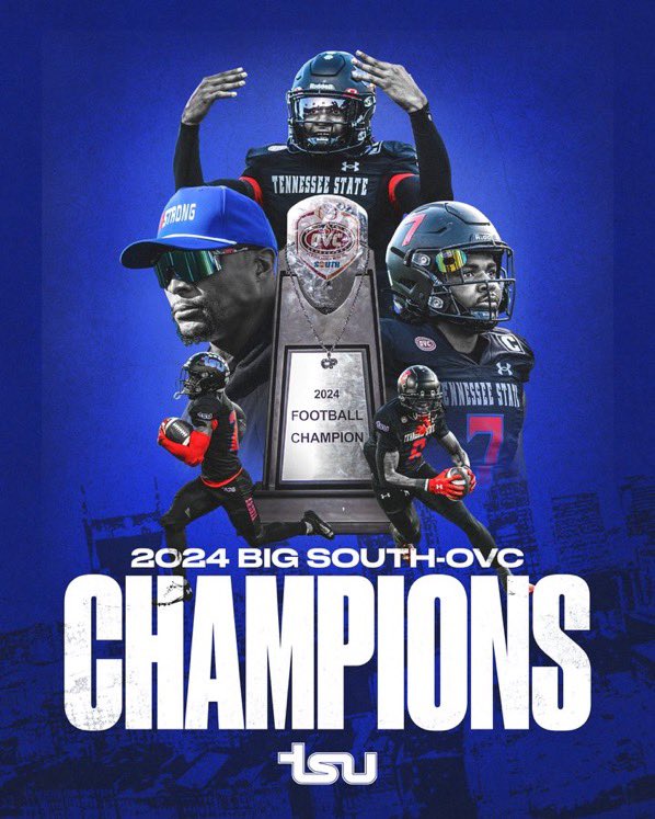 Congratulations to Tennessee State University’s Football Team for being crowned 2024 Big South-OVC Co-Champions! 

Shoutout to their Head Coach Eddie George for doing an amazing job with the program and leading them to its first 9-win season since 2013. #TSU