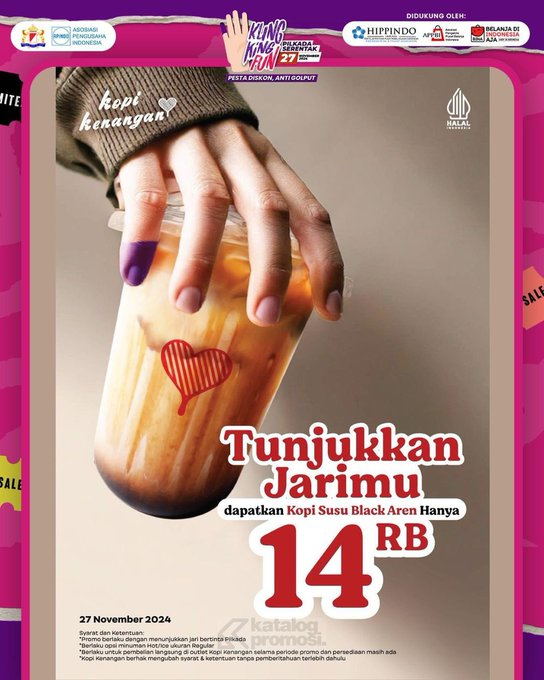 hidupbodoamat's tweet photo. Promo ngopi Pilkada besok 27 November 2024 https://t.co/5MvjT21Icj