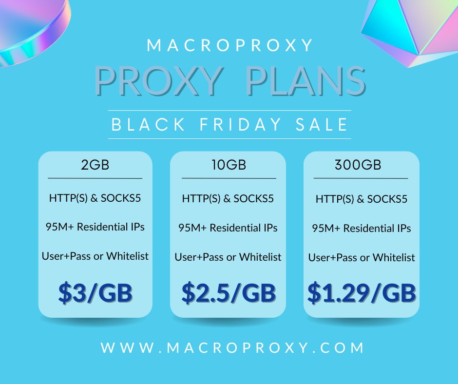 MacroProxyCom's tweet photo. Time for MacroProxy #blackfridaysale2024! Best discount of this year! Get extra traffic a the lowest price in #blackfridaysales.  

✅Learn more: https://t.co/PLdnzG9LAE 

✅Proxy trial: https://t.co/4ca4hBGgho 

#proxyserver #datascraping #residentialproxy #datacenterproxy https://t.co/u9XgOkkweW