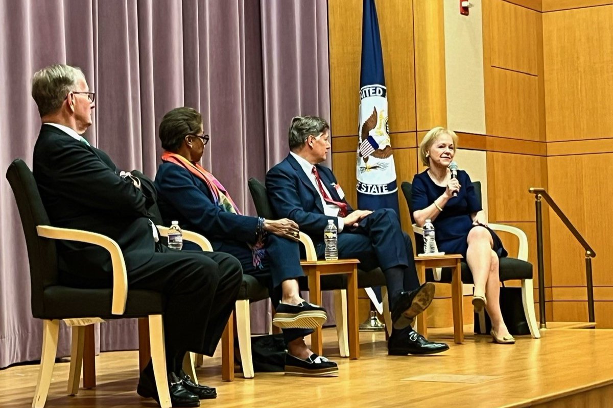 theIWP's tweet photo. IWP President Amb. Aldona Wos spoke at a panel on "Life as an Ambassador" organized by @CouncilofAmb and moderated by IWP professor Amb. Philip Hughes. https://t.co/etC3z98MY4