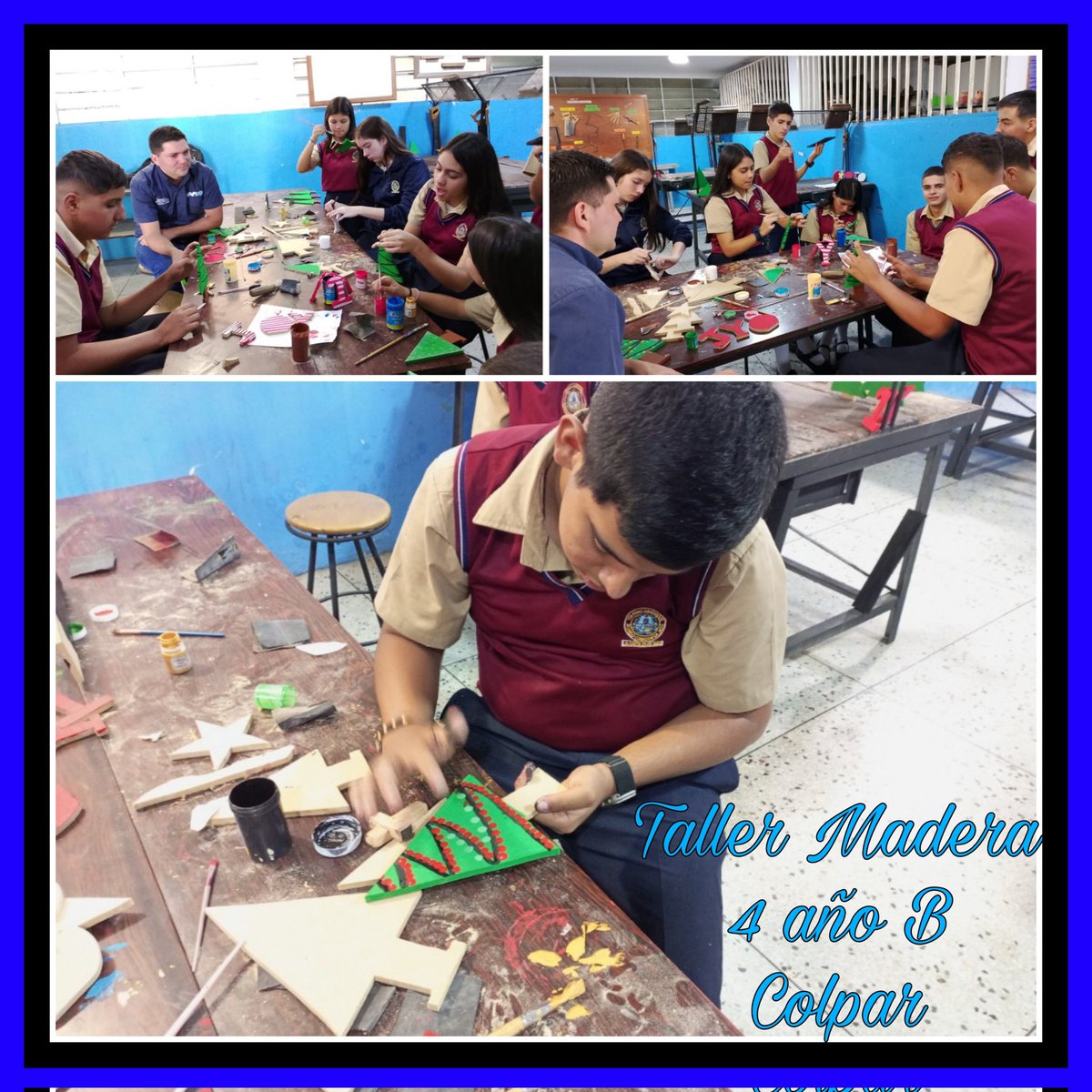 Taller de Madera, Tarea práctica,  aplicando cada proceso básico para lograr un buen acabado de la actividad de navidad, bajo la orientación del docente del taller, La Grita municipio Jáuregui Estado Táchira.