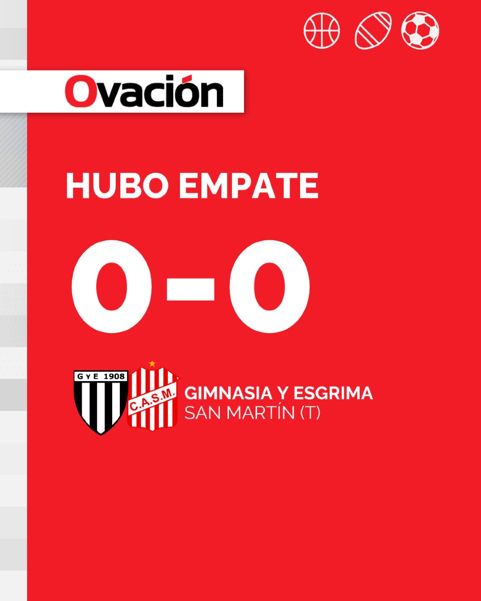 diariouno's tweet photo. ⚽ PRIMERA NACIONAL
- Gimnasia y Esgrima no pudo imponer la localía ante San Martín de Tucumán y empató 0 a 0 en la ida de la semifinal del reducido.
#ovacion #gimnasia https://t.co/P9dUoKtQAl