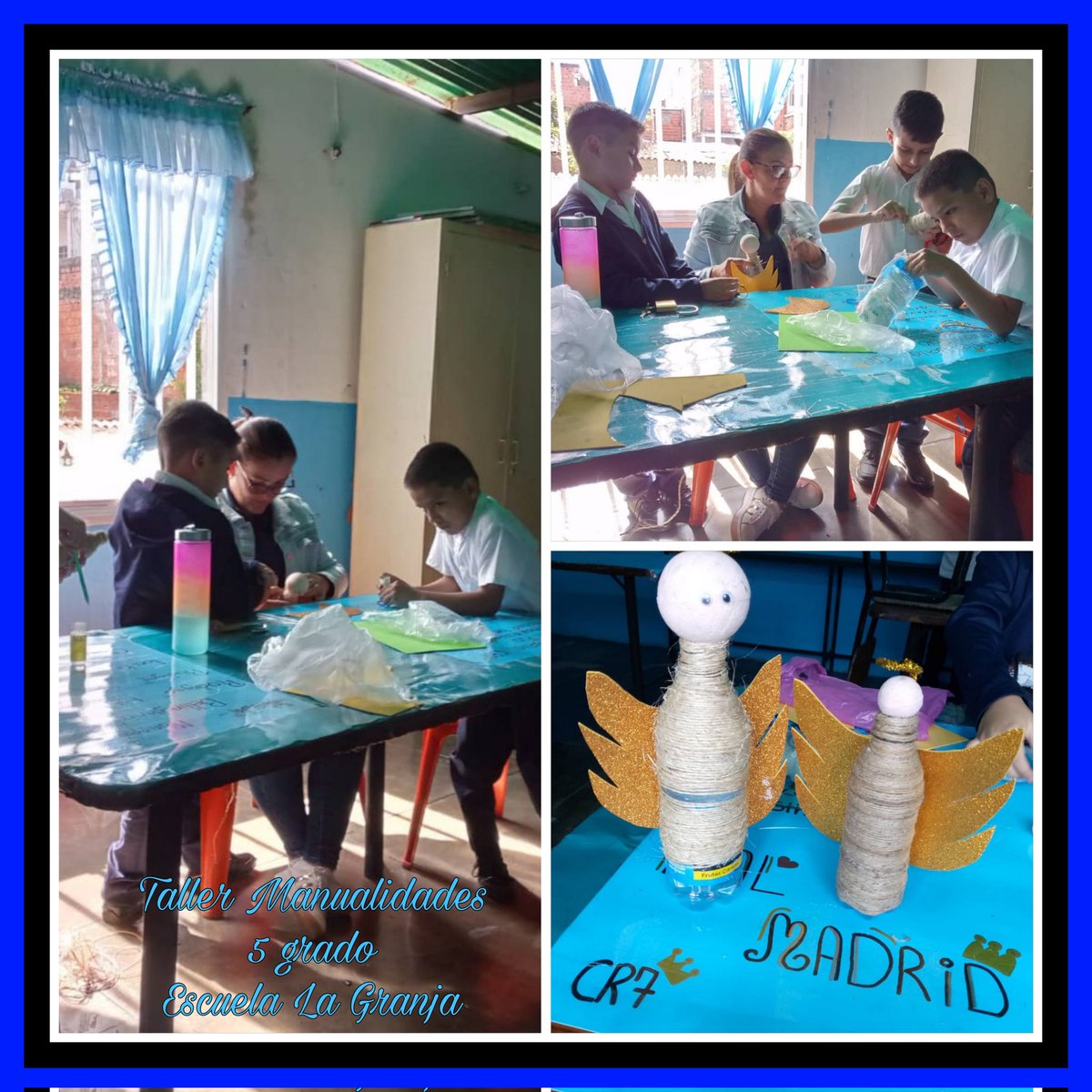 Los niños y niñas, desarrollando habilidades y destrezas aplican cada proceso básico, para realizar su angelito navideño, bajo la orientación de su docente de taller, La Grita municipio Jáuregui Estado Táchira.