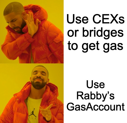 Rabby_io's tweet photo. Still stuck scrambling for gas on CEXs or bridges just to claim your airdrop?

I claimed mine in a snap—thanks to Rabby’s GasAccount. 

Why struggle when you can flex? 😉 https://t.co/cmM2CT5jg5