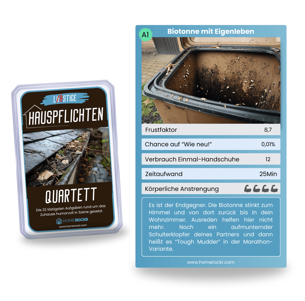 homerockrapp's tweet photo. Karte 1 aus unserem nigelnagelneuen Quartett "Lästige Hauspflichten" ist ein wahres Schmuckstück. Ich würde sagen bei uns Top 3 der frustrierendsten und zu gleich ekeligsten Aufgaben rund ums Haus. https://t.co/lEzzF3SNau