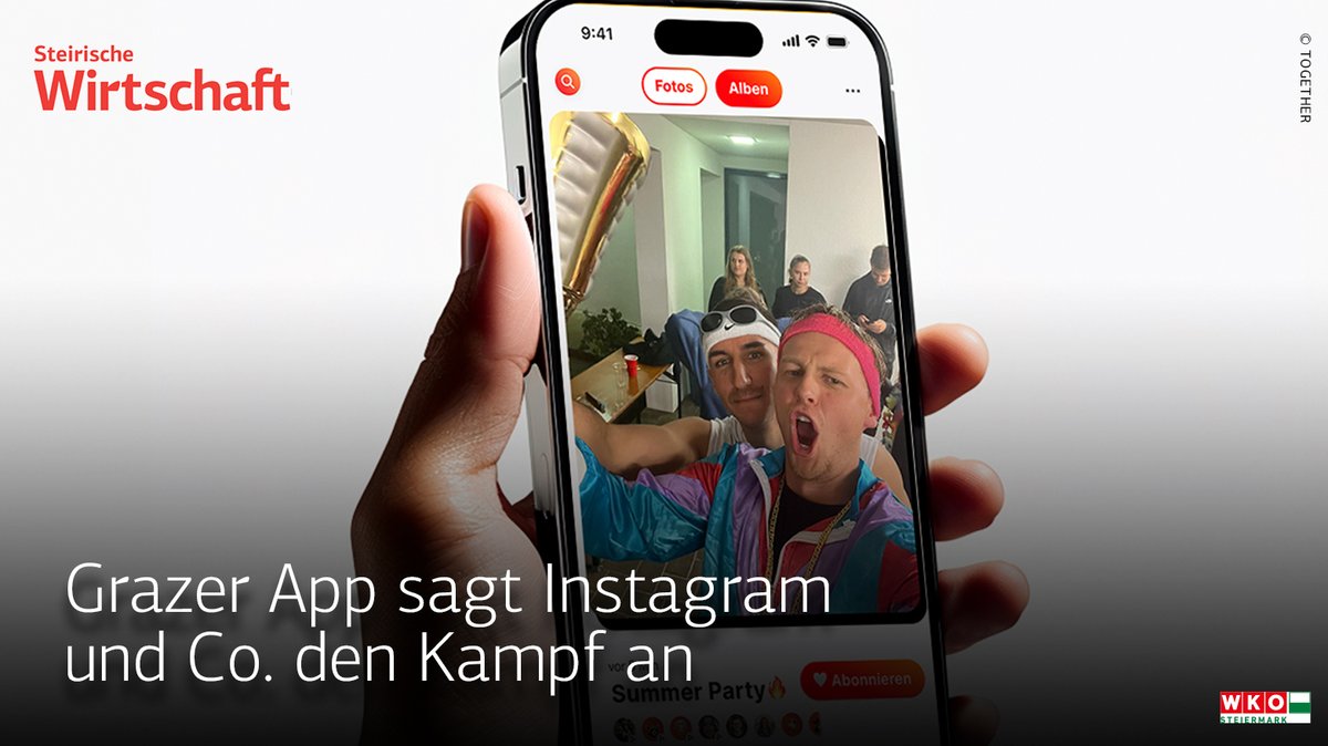 Eine regionale Alternative für Facebook, Instagram und Co. gesucht? Mit „Together: friends albums“ wollen drei steirische Gründer für mehr Realität auf Social Media sorgen und den Markt erobern. Alle Infos 👉 bit.ly/499mGGr