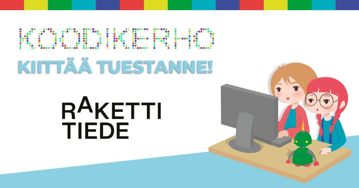 Isot kiitokset @Rakettitiede lasten valtakunnallisen #Koodikerho-toiminnan tukemisesta! Upeaa, että olette mukana kanssamme luomassa lapsille mahdollisuuksia tutustua ohjelmointiin hauskalla tavalla sekä edistämässä lasten koodi- ja teknologiaosaamisen kehittymistä Suomessa! 😍