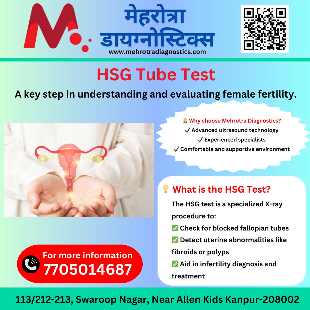CtscanMehrotra's tweet image. 🌸 Your Fertility Matters 🌸

🔍 HSG Tube Test – A key step in understanding and evaluating female fertility.
#HSGTest #FertilityEvaluation #InfertilityDiagnosis #MehrotraDiagnostics #WomenHealth #Kanpur #BookYourAppointment
