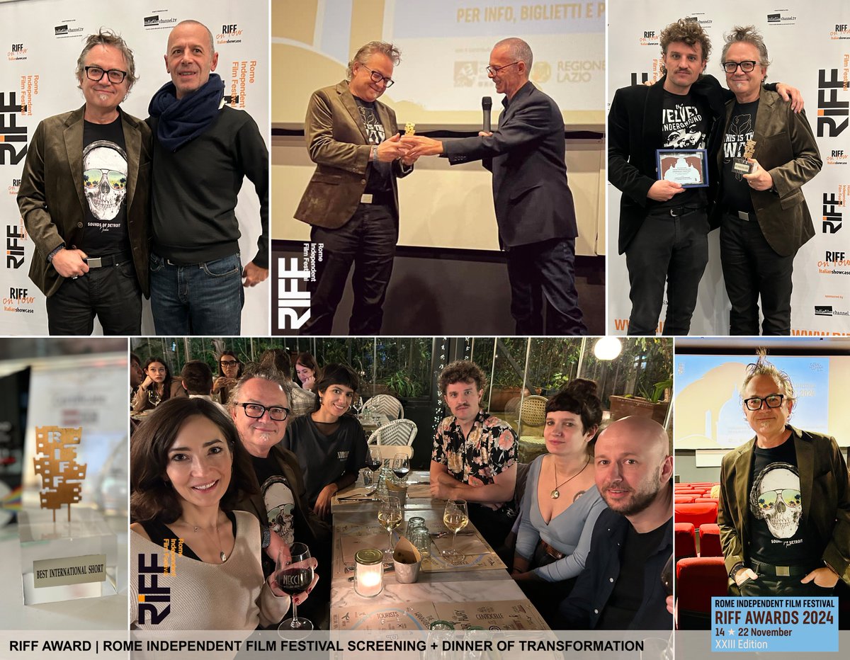BarsottiMarcel's tweet photo. 🍷PREMIERE+DINNER at the 23 TH ROME INDEPENDENT FILM FESTIVAL! Here some photos from the premiere of Transformation. Biernawska, Barsotti, Rebeca, Jackson, Dębowski, Ferrari. Premiere.
RIFF festival winners
https://t.co/cF1bA1Krxh
#winner #award #rome #riff #marcelbarsotti https://t.co/mBjDysJKnj