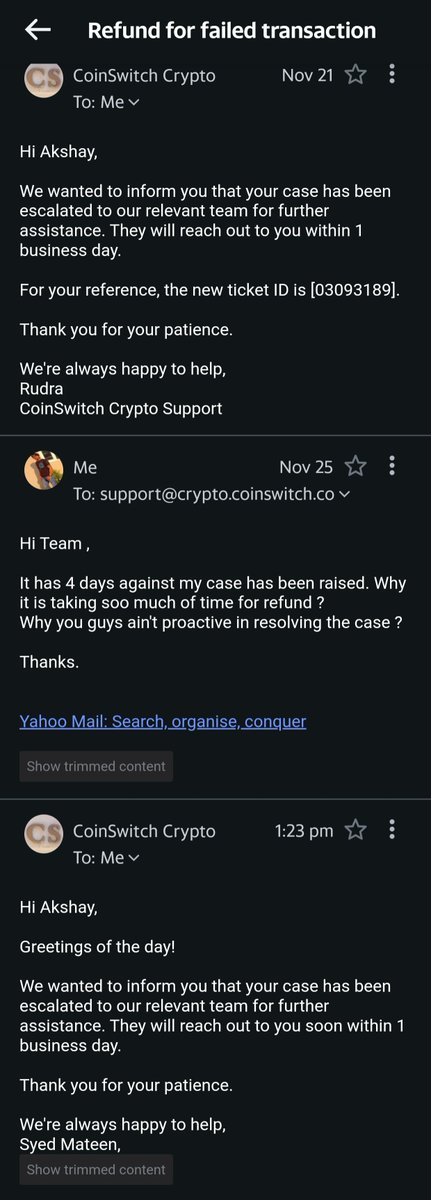 Hi <a href="/CoinSwitch/">CoinSwitch: India's Simplest Crypto App 🚀</a> ,

You don't know how to transfer the refund or you don't wanna refund the money .

You customer care don't even listen.

It has been 17 days and you guys failed to refund the my money.

@coin