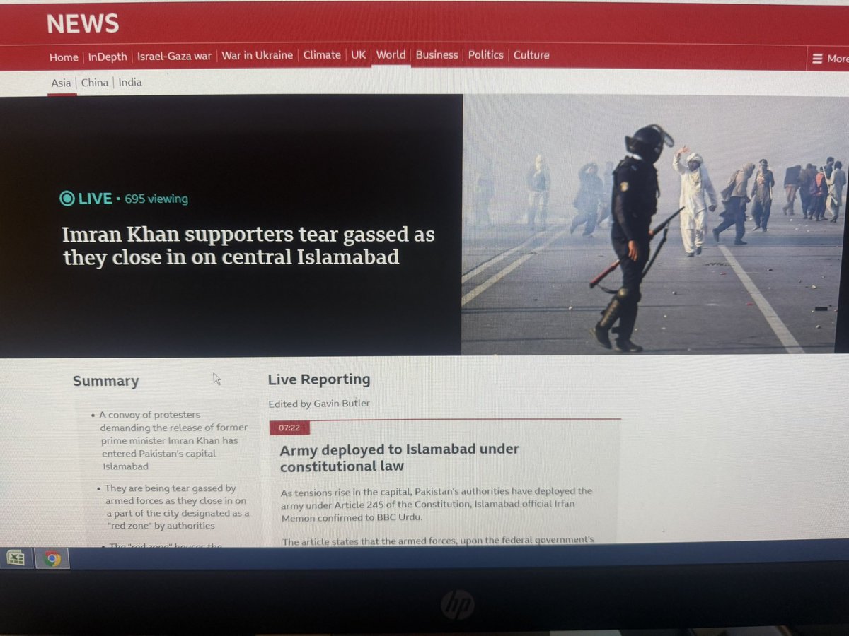 SyedAjmalKazmi's tweet photo. The BBC has commenced broadcasting live coverage of the ongoing protests in Pakistan
#FreeImranKhan #24NovFinalCall https://t.co/kk4K4bXigO