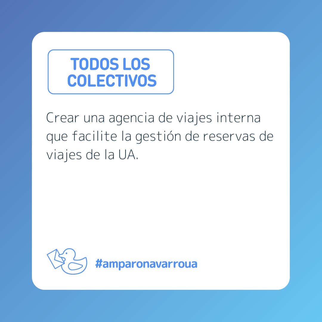 👉🏽 Si formes part del PTGAS, PDI o a l´alumnat, estes són algunes de les nostres propostes clau. 
✅ Pots consultar el programa al complet en la nostra pàgina web: amparonavarroua.com/ca/compromesos/ 
🫱🏼‍🫲🏽 La UA va a +. 
#amparonavarroua #UA #universitatalacant #programaelectoral