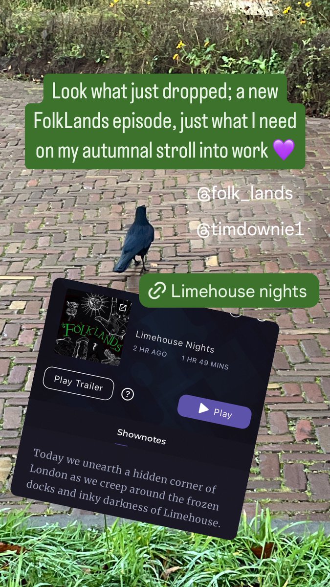 My favourite podcast has a new episode! Folklands by <a href="/TimDownie1/">Tim Downie</a> and Justin Chubb; Limehouse Nights. Listened to the first 15 minutes, it starts out just wonderful &amp; already added at least 4 books to my tbr pile; thank you gentlemen 😆 #folklands #limehouse