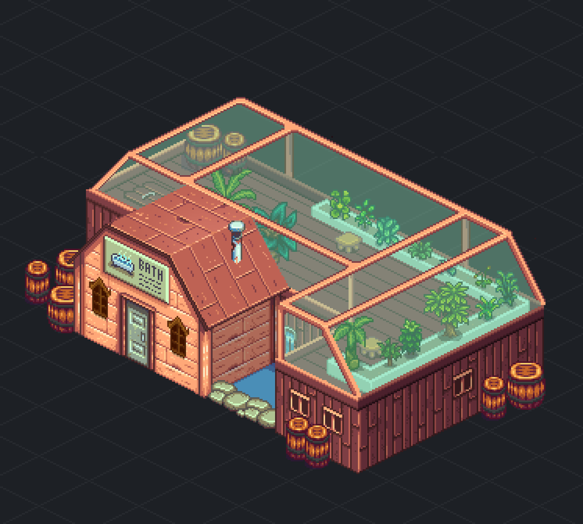 The Spa in Stardew Valley -  Isometric Rendition