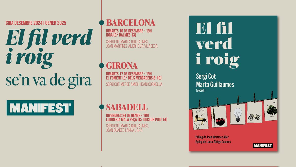 'El fil verd i roig se'n va de gira' 📚💚

👉 Les tres primeres presentacions a Barcelona, Girona i Sabadell