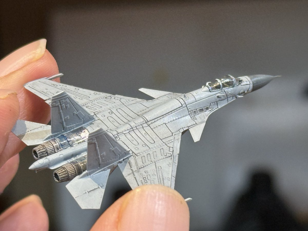 HsuSimpson's tweet image. 1/350 J-15A paint job done,for type-055 &amp; DDG-100 Zumwalt diorama 《Interception!》