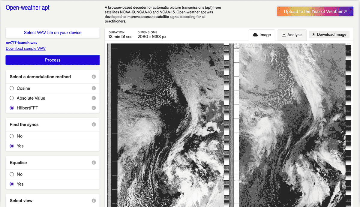 rtlsdrblog's tweet photo. Open-Weather APT: Updates to the Web Based NOAA APT Image Decoder https://t.co/AVV4NigpQ5 https://t.co/bZZB7nlJat