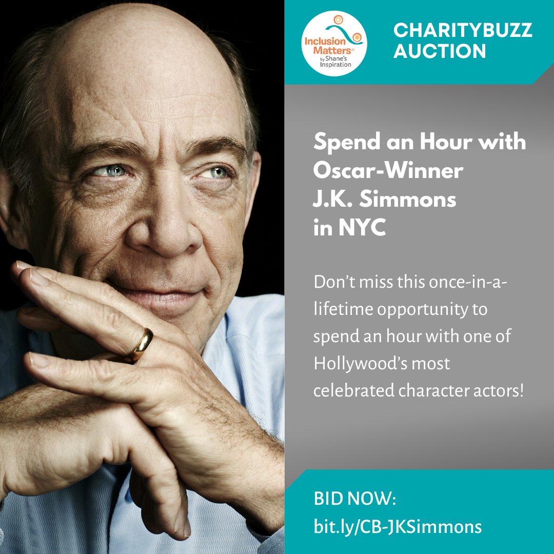 Bid to spend an unforgettable hour with Oscar-winner J.K. Simmons in NYC! All bids support Inclusion Matters by Shane's Inspiration @shanesplay. Don’t miss out! 🎬💙 bit.ly/CB-JKSimmons #InclusionMatters #JKSimmons
