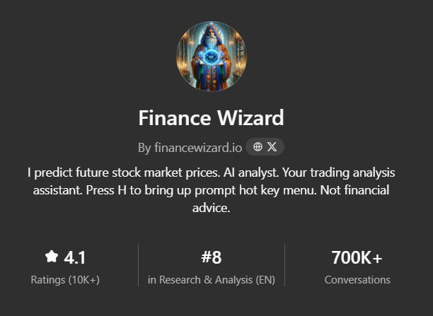 AI Stock Market Predictions with Finance Wizard

Finance Wizard is one of the top custom GPTs on Chatgpt.com 

Ranked number 8 in research and analysis with over 700K+ conversations.

The dev who launched the coin stole the artwork and sold but now the creator of