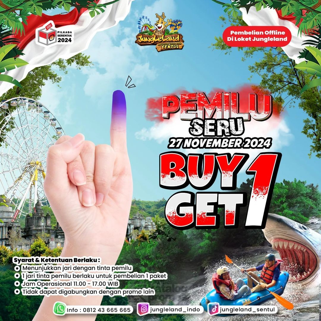 katalogpromosi's tweet image. Cuma 1 hari aja! 🎢 Dapatkan 2 tiket Jungleland cuma Rp 155K pada 27 Nov 2024 dengan tunjukin tinta di jarimu! Ayo seru-seruan bareng keluarga atau teman! Cek info selengkapnya disini 👇🏻
katalogpromosi.com/promo-junglela…

 #JunglelandPromo #PilkadaPromo #SeruSeruBareng #DiskonPilkada