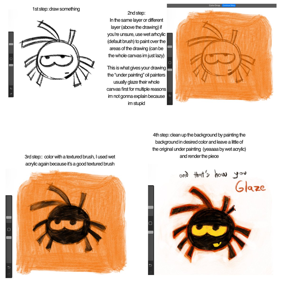 FishsPencil's tweet image. A little small itty bitty shitty unclear tutorial on the traditional technique I use on digital occasionally
