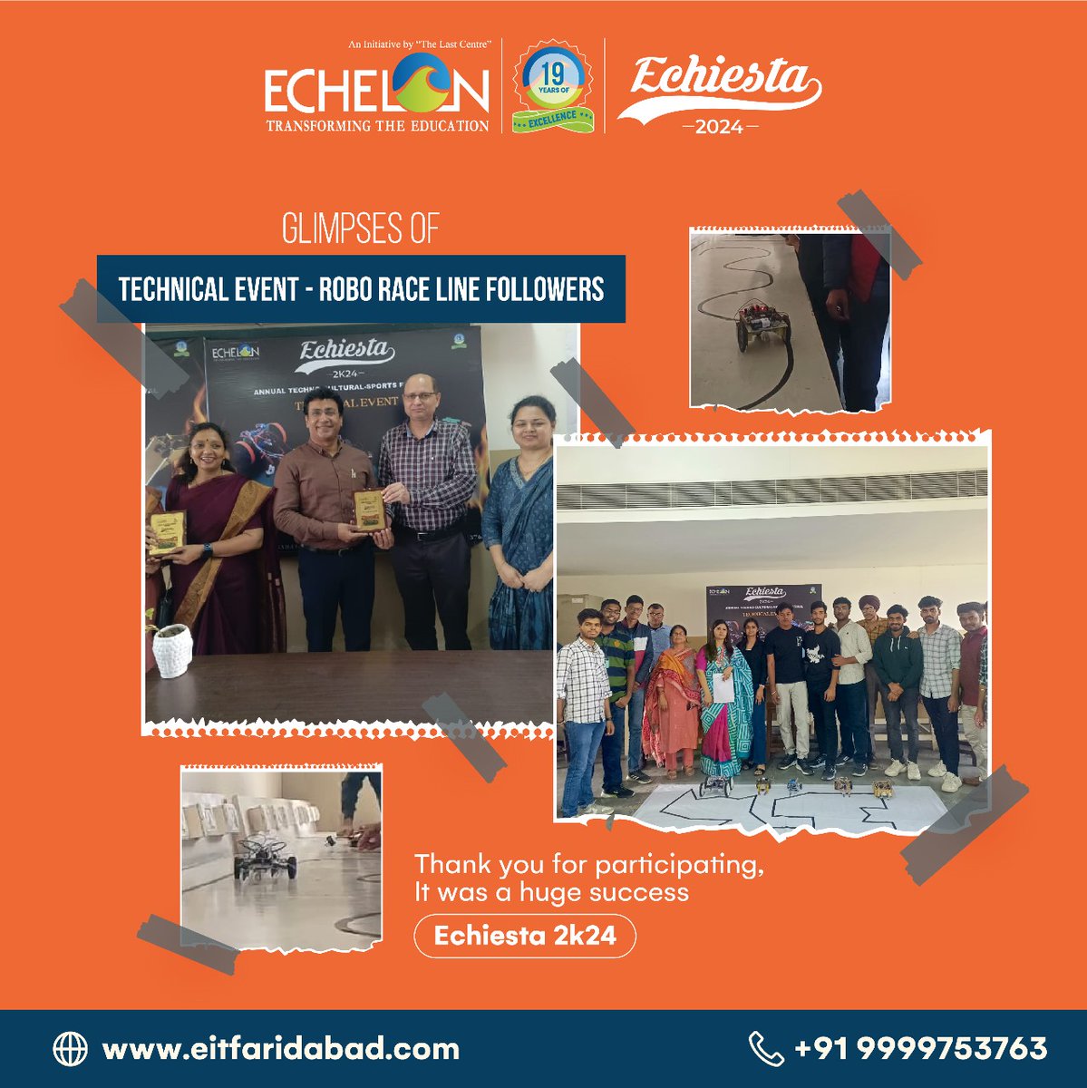 echeloncollege's tweet image. 🚗💡 Glimpses of Robo Race Line Followers at Echiesta 2k24 💡🤖

The excitement was palpable at Echelon Institute of Technology as teams from various colleges participated in the highly anticipated Robo Race Line Followers event during Echiesta 2k24. 🚀

#Echiesta2k24 #RoboRace