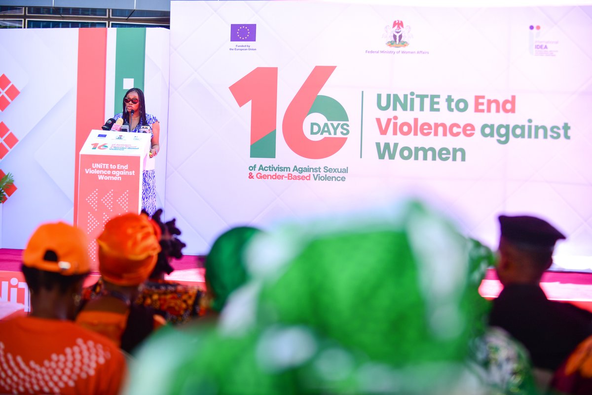 EUinNigeria's tweet photo. As we observe the #16DaysOfActivism, we are glad to support the @FMWA_ng  in its unwavering commitment to ending violence against women &amp; girls—a cause that aligns profoundly with the EU's Gender Action Plan &amp; its vision for a more equitable world. #EUinNigeria #HerStoryOurStory https://t.co/eqeKggM9o4