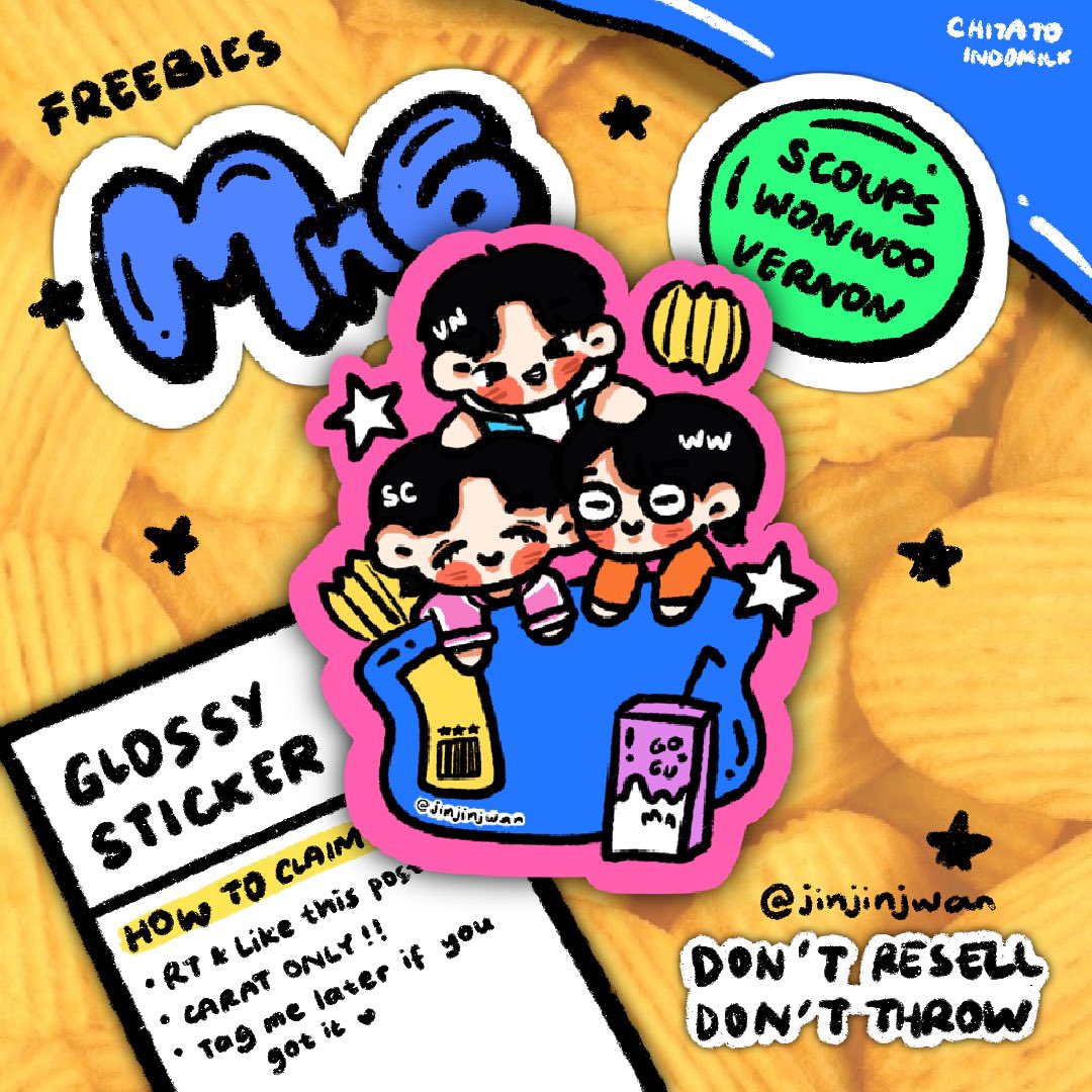 rts &amp; likes r very appreciated 💗

      ⭐️freebies MnG seventeen⭐️
            🥔 chitato x indomilk🥛
                      by <a href="/jinjinjwan/">jwan ✧ comms closed</a> 

🍿 Dec 17th 2024
🍿 BCIS
🍿 carats only!!
* how to claim stated @ post

see you >.< 
#WaveHereOn17Dec 
#Vernon #Scoups #Wonwoo #Seventeen