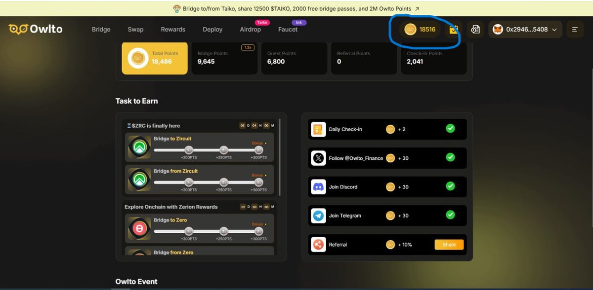 Chanh Doro (@chanhdoro) on Twitter photo 🌈KIẾM POINT CẦU #OWLTO
♻️Cầu #Orbiter hint sắp TGE, đang build tokenomic, bạn đồng hành của nó là cầu #Owlto chắc cũng nóng đít rồi. Chiến dịch trên Binance Web3 với phần thưởng là token $OWL cũng end đã lâu.
♻️<a href="/Owlto_Finance/">Owlto Finance(🦉💛🦉)</a> vừa ra mấy task social đơn giản 🌈KIẾM POINT CẦU #OWLTO
♻️Cầu #Orbiter hint sắp TGE, đang build tokenomic, bạn đồng hành của nó là cầu #Owlto chắc cũng nóng đít rồi. Chiến dịch trên Binance Web3 với phần thưởng là token $OWL cũng end đã lâu.
♻️<a href="/Owlto_Finance/">Owlto Finance(🦉💛🦉)</a> vừa ra mấy task social đơn giản