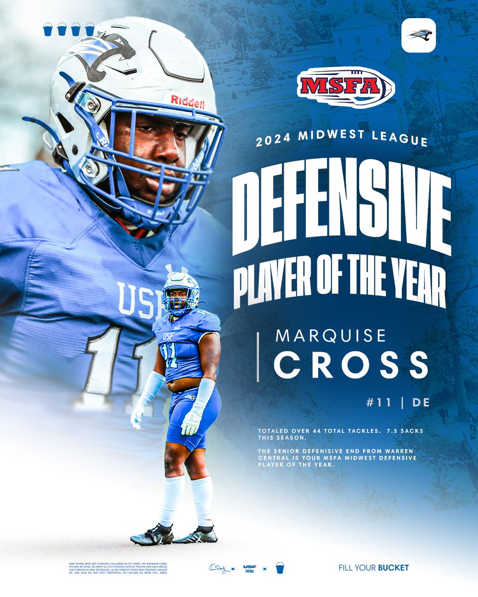 USF Football (@usf_fb) on Twitter photo THAT GUY! ๐ช
Marquise Cross, your <a href="/MidStatesFB/">Mid-States Football Association</a> Midwest League Defensive Player of the YEAR!
#GoCougs๐พ | #FillYourBucket THAT GUY! ๐ช
Marquise Cross, your <a href="/MidStatesFB/">Mid-States Football Association</a> Midwest League Defensive Player of the YEAR!
#GoCougs๐พ | #FillYourBucket