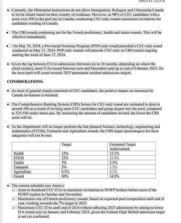 AskKubeir's tweet image. The recently obtained ATIP notes (courtesy @smeurrens) now remove all doubts that its the end of the track for STEM, Agri and Transport for 2024.
These notes reflect upon the plan for schedule of ITAs for 2024 by laying emphasis on #CECs to reduce the CRS to 500 and in the
