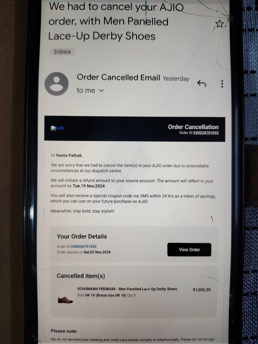 vivekpathak_26's tweet image. "@AJIOLife @AjioCares Horrible service! 15 days wasted on EX0028701052, canceled with lies about a voucher, then given a limited-cart coupon. The coupon should work on any item without hidden T&amp;amp;Cs. Nothing was disclosed in your mail. AJIO cheats customers! #AJIOFail #AvoidAJIO