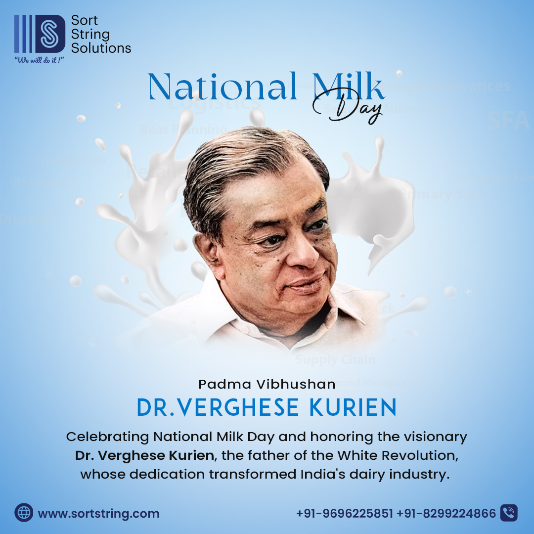 sort_string's tweet image. Honoring the legacy of Dr. Verghese Kurien on National Milk Day. A true visionary who reshaped India’s dairy industry and empowered millions. 🥛✨
#whiterevolution #SortStringSolutions #milk #DrVergheseKurien