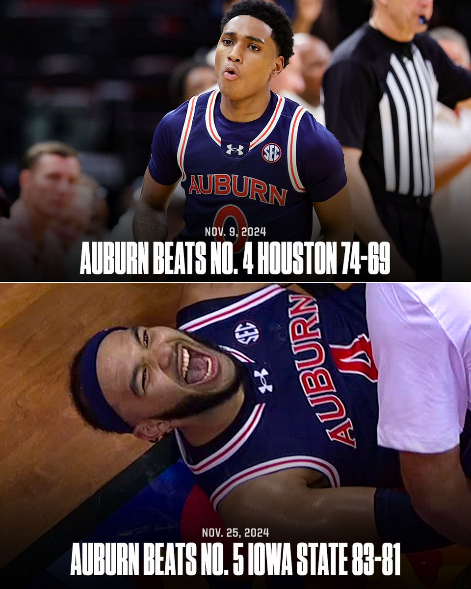 SECNetwork's tweet photo. .@AuburnMBB has multiple AP Top 5 wins in the regular season for the first time in program history 🔥

IT'S ONLY NOVEMBER 😳 https://t.co/rJURC0vwlJ