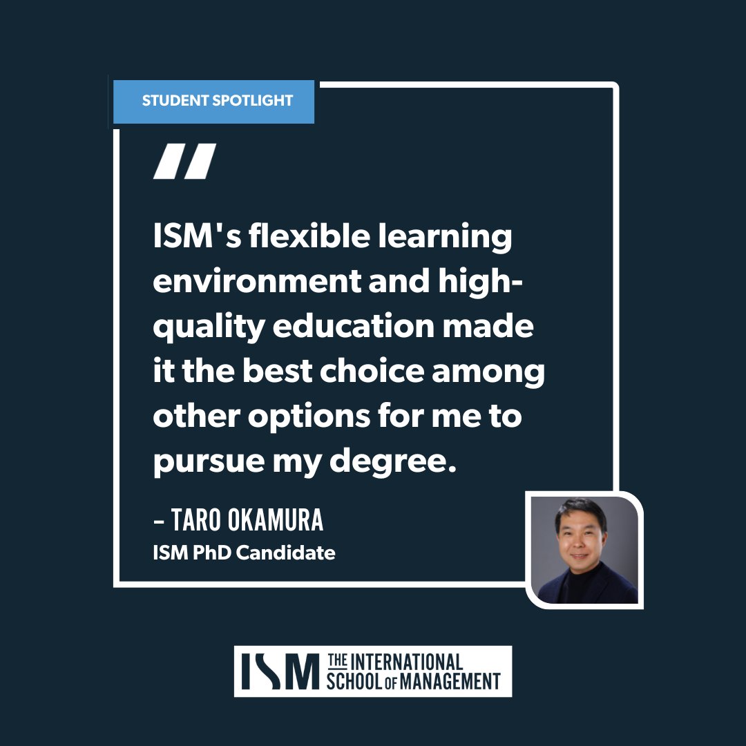 ismedu's tweet photo. #StudentSpotlight Meet Taro Okamura, an ISM PhD candidate from Japan, blending expertise in sustainability with a passion for global business education. 🌏💼 

🔗 Discover his story and future aspirations: https://t.co/KpBEDJDZyZ

#Leadership #Sustainability #ISMStudents https://t.co/xL8px9onpd